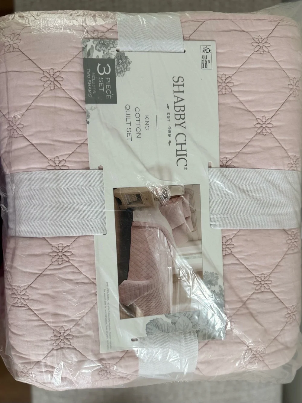 🎉LAST‎ PIECE🎉Shabby Chic Light Pink Quilted Cotton Quilt Set